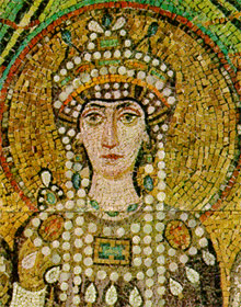 Св. Феодора. Византийская императрица, супруга св. имп. Юстиниана I. Мозаика. VI в.