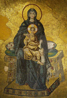 Богоматерь с Младенцем. Мозаика. Храм св. Софии в Константинополе